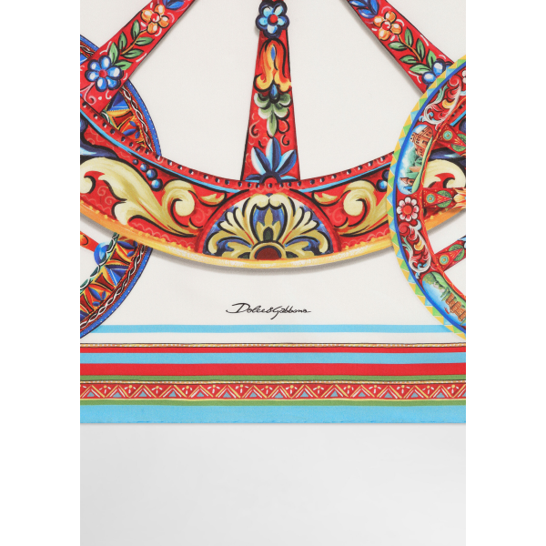 Foulard carré DOLCE & GABBANA en twill de soie à imprimé carretto rouge