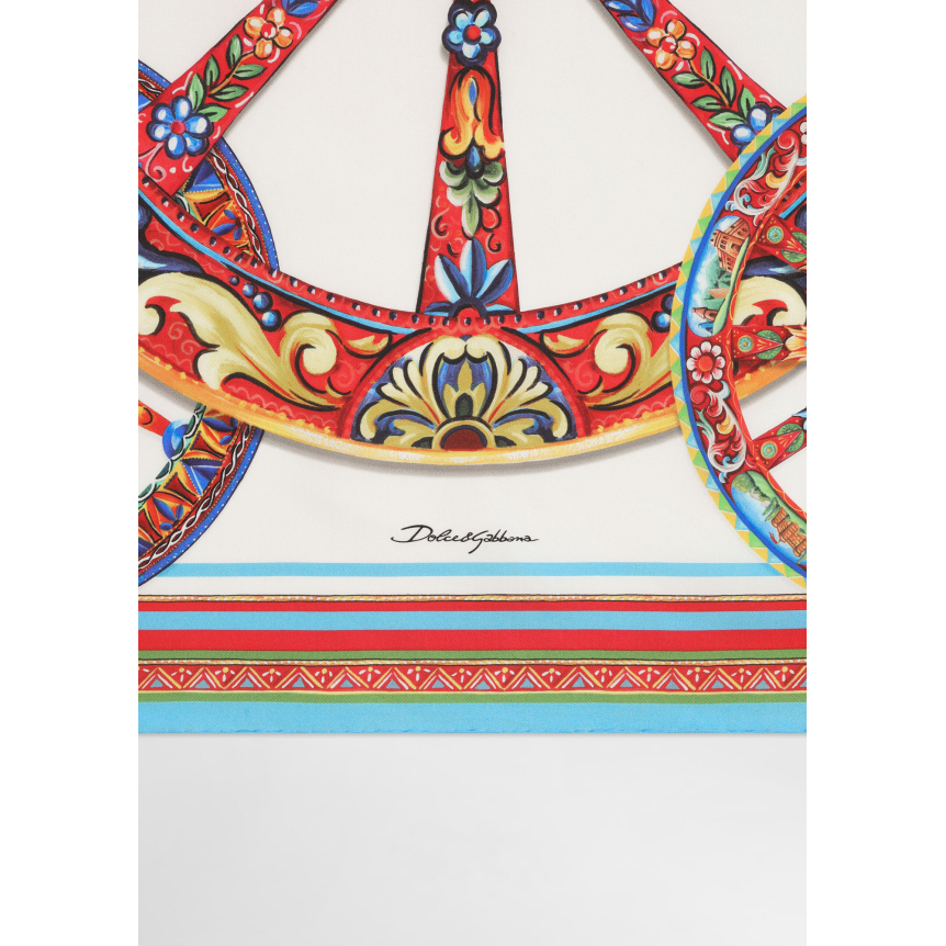 Foulard carré DOLCE & GABBANA en twill de soie à imprimé carretto rouge