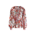 Blouse en mousseline de soie blanc à imprimé Carretto rouge