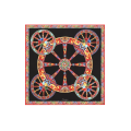Foulard carré en twill de soie noir à imprimé carretto rouge