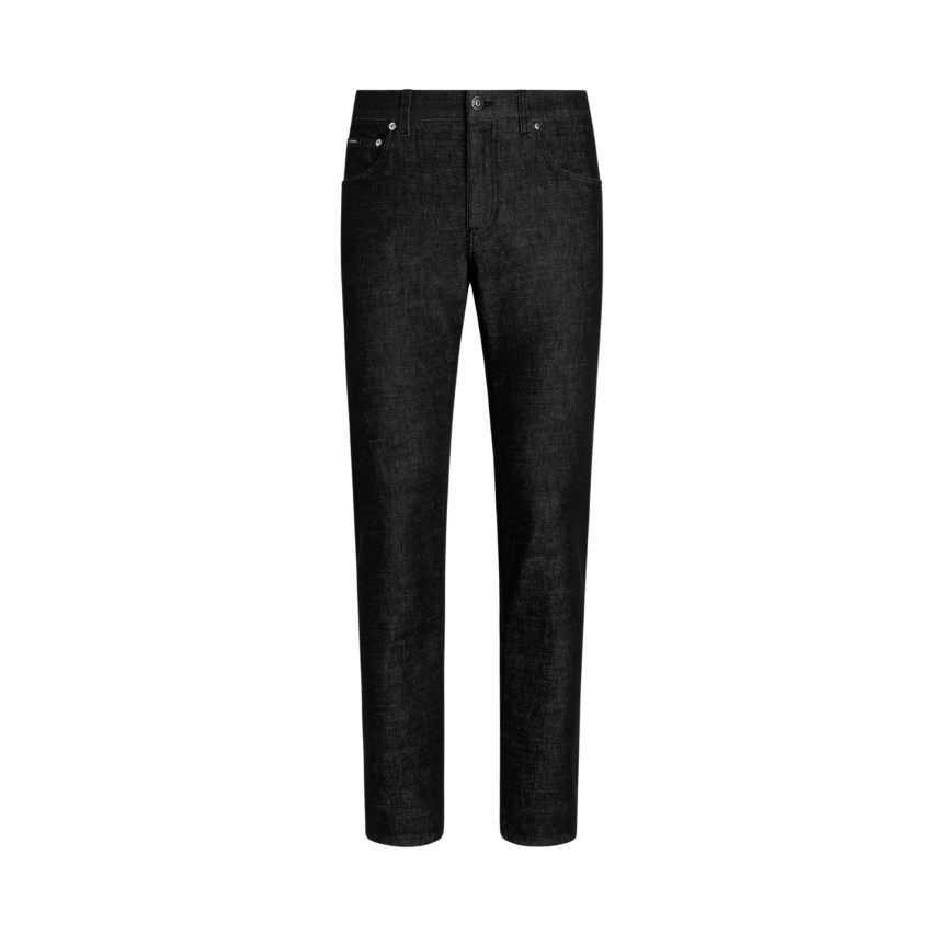 Pantalon jean slim DOLCE & GABBANA en denim de coton noir délavé
