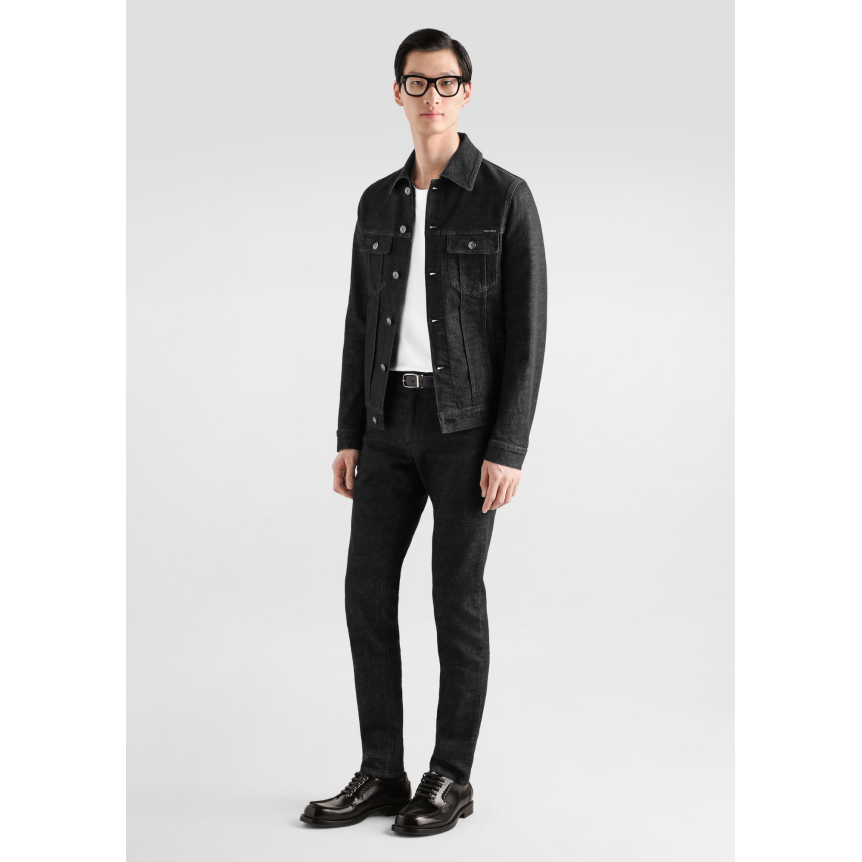 Pantalon jean slim DOLCE & GABBANA en denim de coton noir délavé