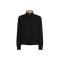 blouson sweat shirt zippé en jersey bleu marine intérieur beige