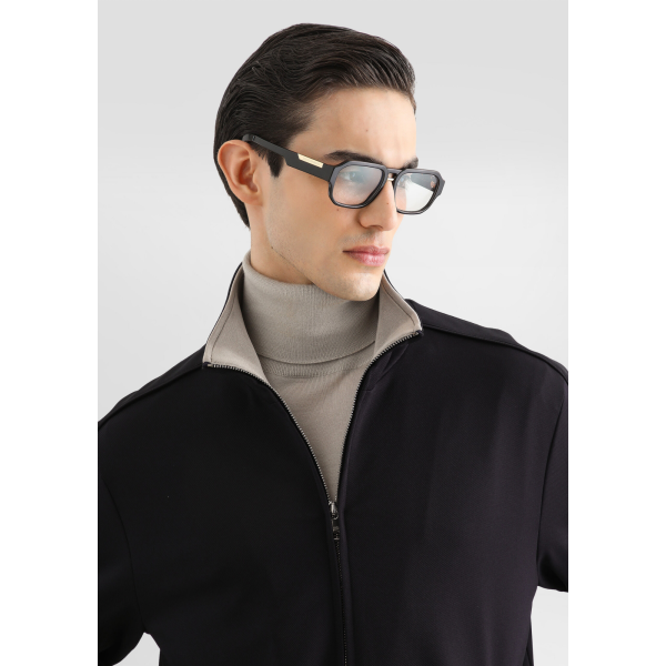 blouson sweat shirt zippé DOLCE & GABBANA en jersey bleu marine intérieur beige