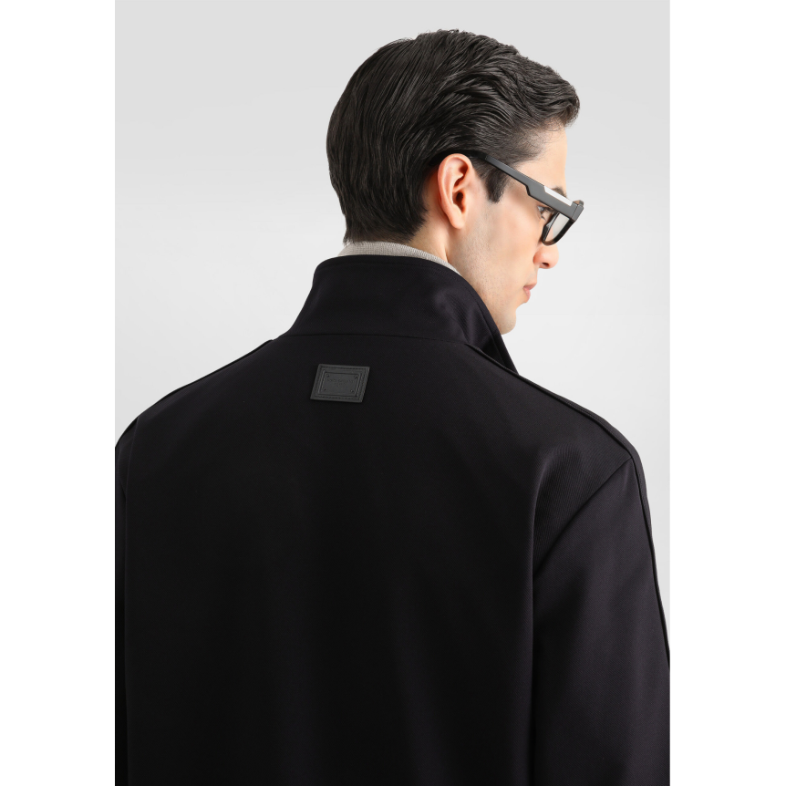 blouson sweat shirt zippé DOLCE & GABBANA en jersey bleu marine intérieur beige