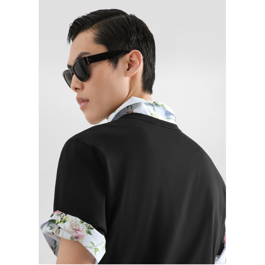 T shirt col rond DOLCE & GABBANA en coton noir avec plaque logo
