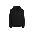 Sweat shirt veste zippée à capuche en coton noir avec plaque logo