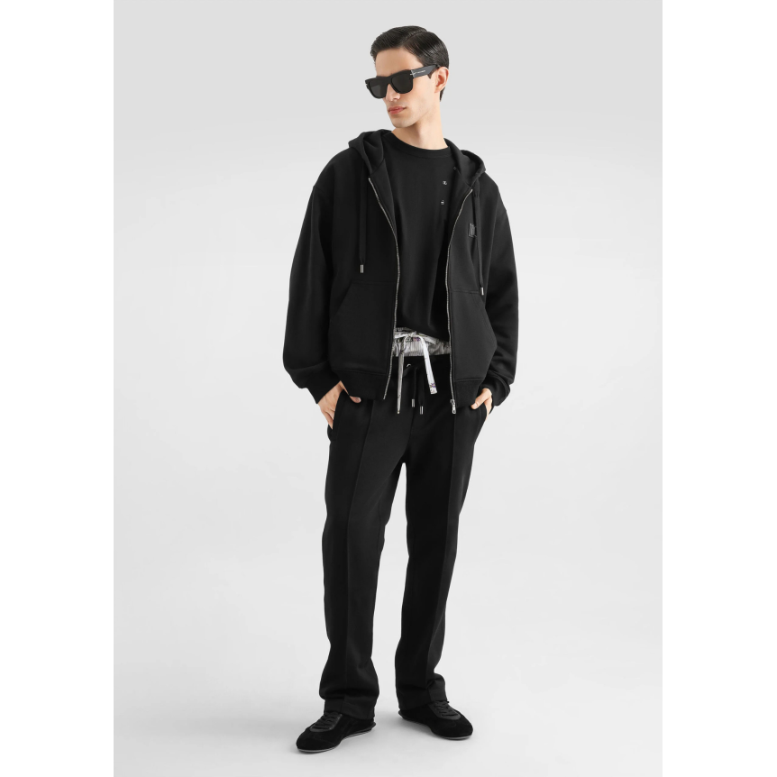 Sweat shirt veste zippée à capuche DOLCE & GABBANA en coton noir avec plaque logo