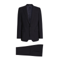 Costume martini à simple boutonnage en gabardine de laine légère bleu marine