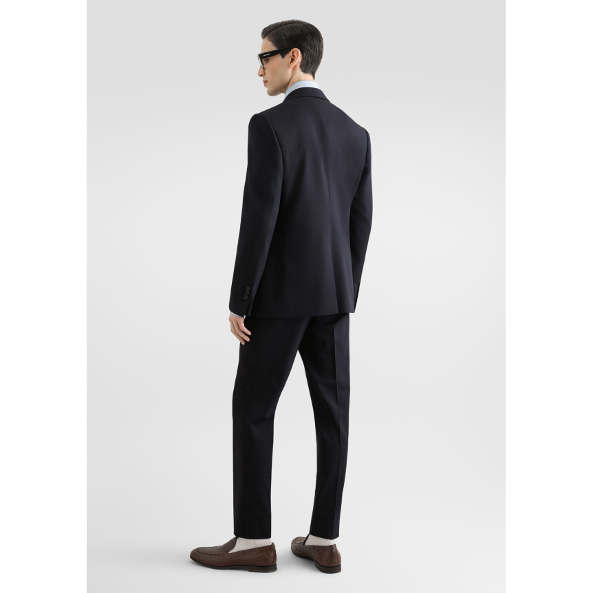 Costume martini DOLCE & GABBANA à simple boutonnage en gabardine de laine légère bleu marine