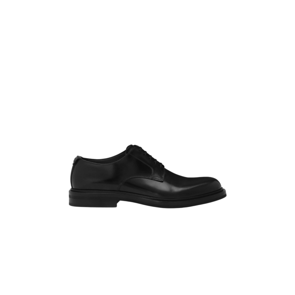 Chaussures lacets DOLCE GABBANA derby cuir veau brossé noir DG métal