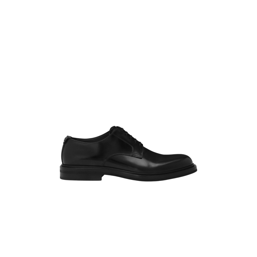 Chaussures lacets DOLCE GABBANA derby cuir veau brossé noir DG métal