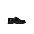 Chaussures à boucle cuir veau brossé noir bout fleuri