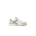 Baskets New Roma bi matière cuir veau blanc daim beige