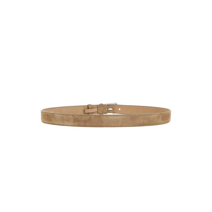 Ceinture PRADA daim camel triangle métal