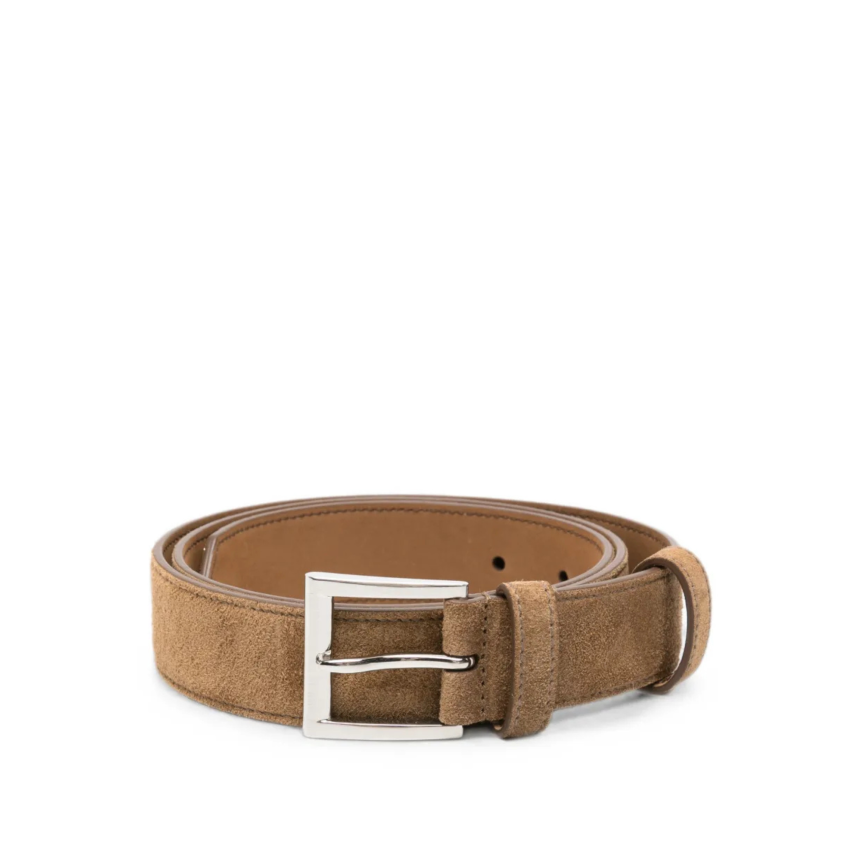 Ceinture PRADA daim camel triangle métal