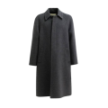 Manteau manche raglan laine gris anthracite intérieur V logo bleu