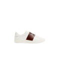Basket Sneaker lacet New Open Royco cuir blanc bande marron