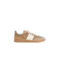 Baskets basses Upvillage croûte cuir nappa veau beige bande blanche
