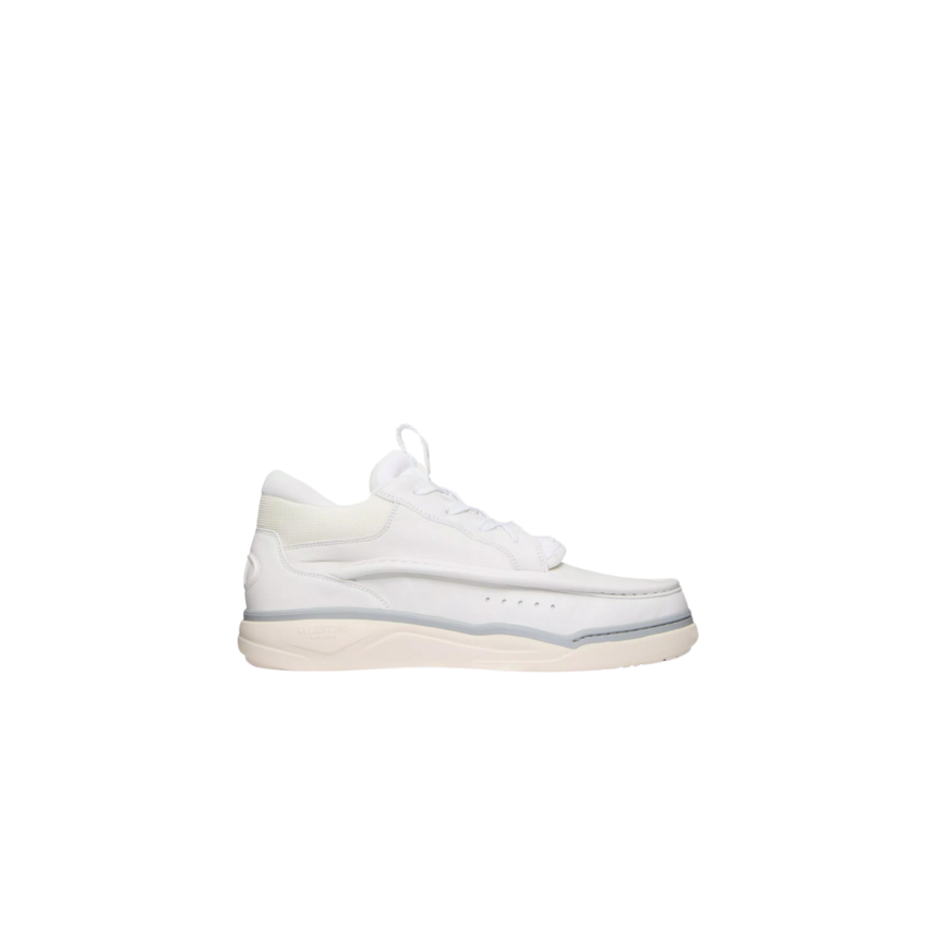 Baskets basses VALENTINO Runboot cuir veau blanc liseret gris