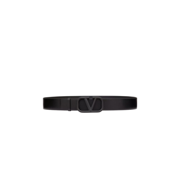 Ceinture VALENTINO V Logo Signature cuir noir boucle logo noir