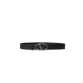 Ceinture The Bold Edition cuir veau grainé noir boucle logo V oval