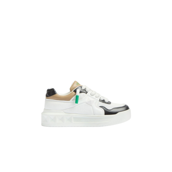 Baskets basses VALENTINO One Stud XL cuir nappa blanc noir