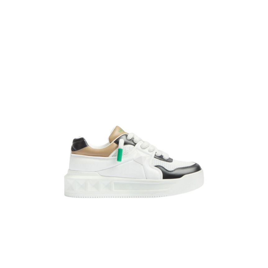 Baskets basses VALENTINO One Stud XL cuir nappa blanc noir