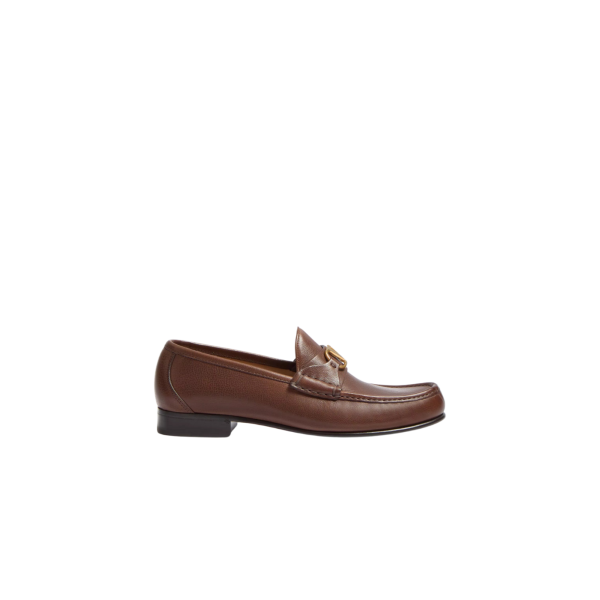 Mocassins VALENTINO V Logo Signature cuir buffle brun