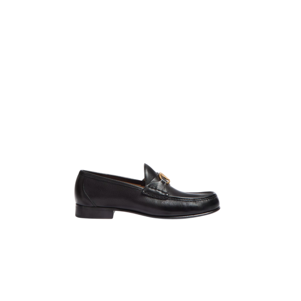 Mocassins VALENTINO V Logo Signature cuir buffle noir