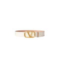 Ceinture Signature cuir rose réversible écru V logo dore