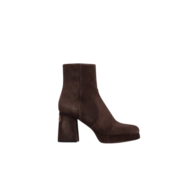 Boots Bottines VALENTINO GARAVANI talon plateau daim marron chocolat