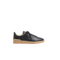 Basket basse Upvillage cuir veau nappa perforé noir semelle camel