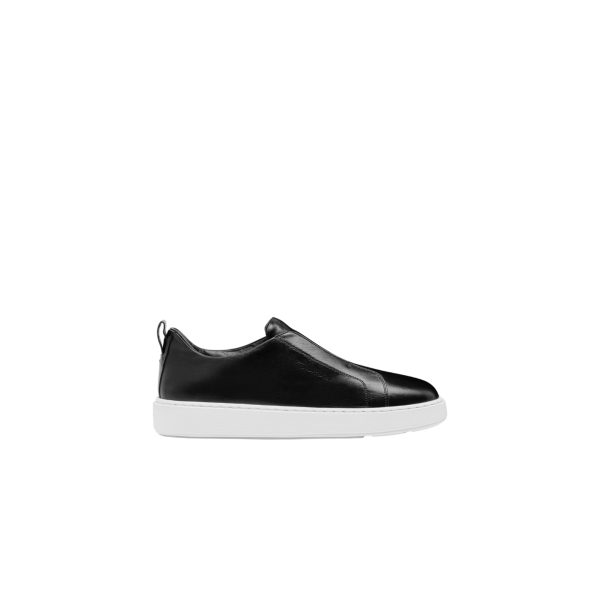 Baskets sans lacets SANTONI sneaker à enfiler cuir ultra touch noir