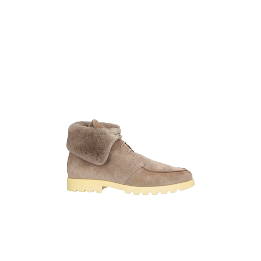 Desert boots SANTONI cuir nubuck beige intérieur fourrure