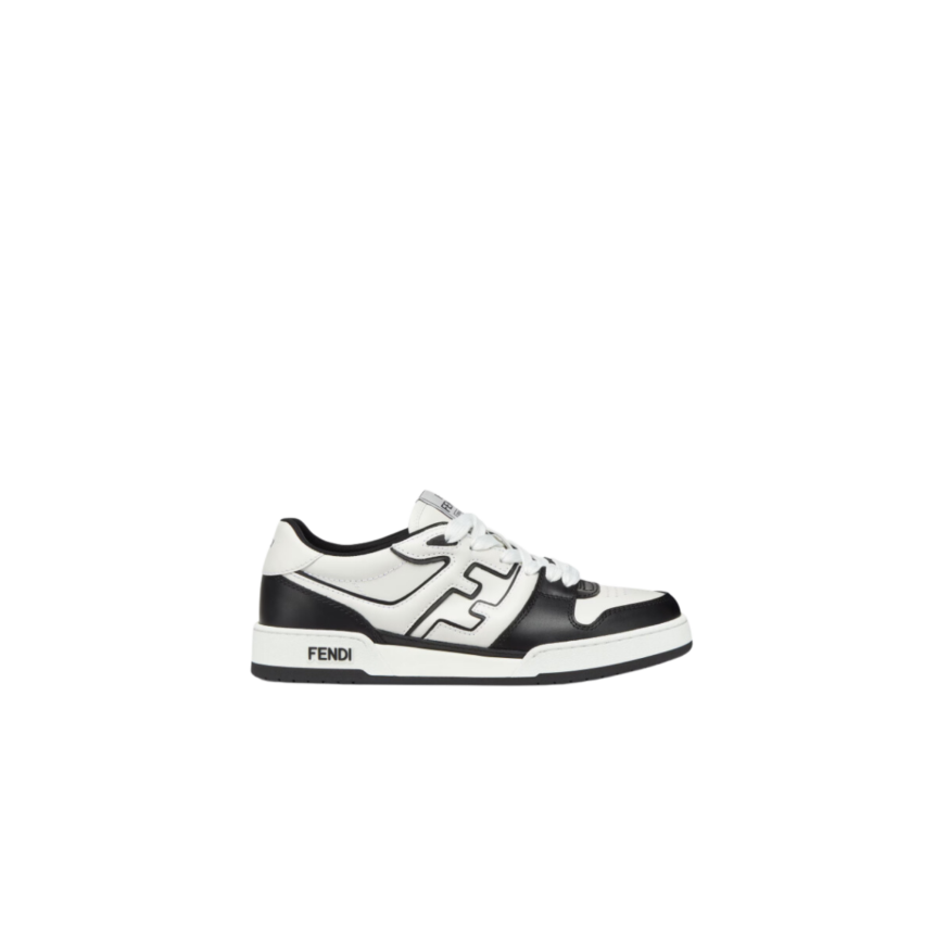 Baskets Sneakers FENDI Match cuir blanc noir FF