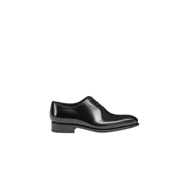 Chaussure à lacets SANTONI Richelieu cuir patiné noir Essentials