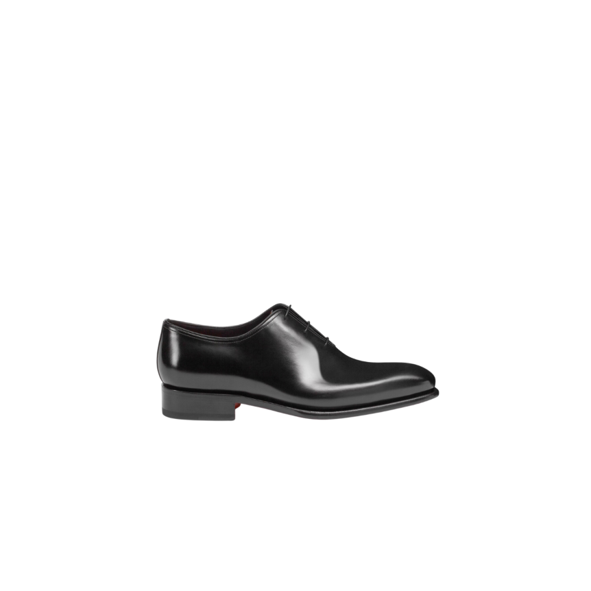 Chaussure à lacets SANTONI Richelieu cuir patiné noir Essentials