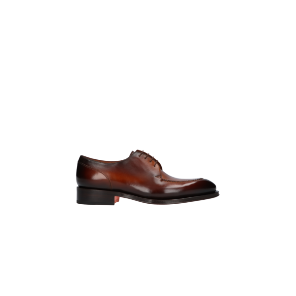 Derbies SANTONI lacets plateau cuir brillant cognac