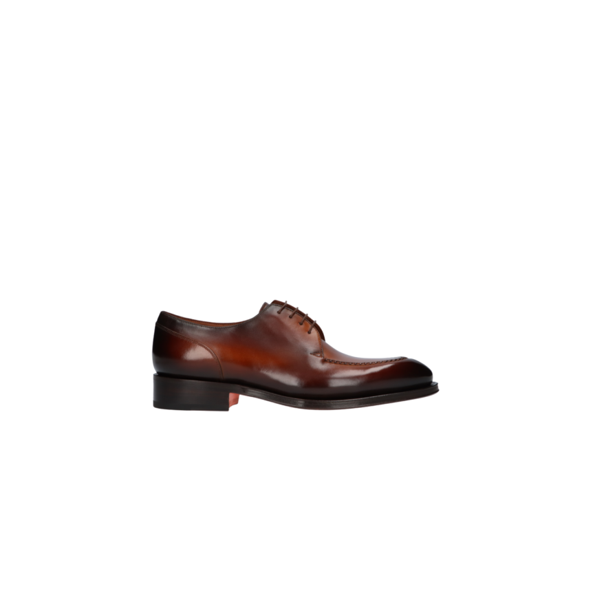 Derbies SANTONI lacets plateau cuir brillant cognac