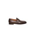 Mocassin Penny cuir marron chocolat surpiqure tresse