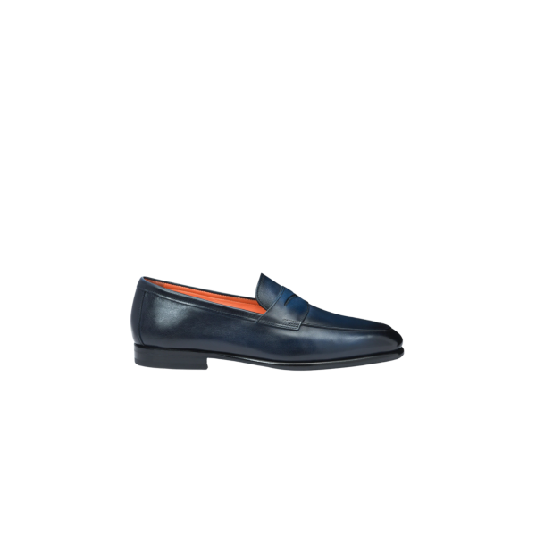 Mocassin SANTONI Carlo cuir bleu marine