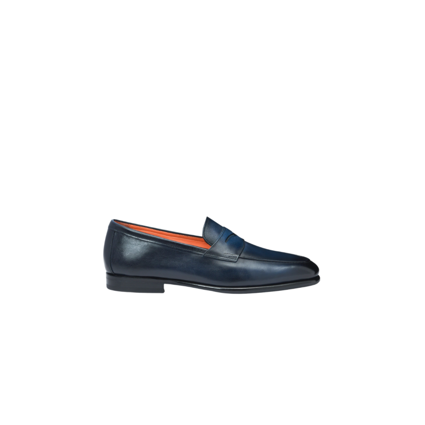 Mocassin SANTONI Carlo cuir bleu marine