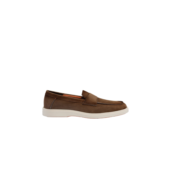 Mocassin  SANTONI Penny daim marron semelle gomme