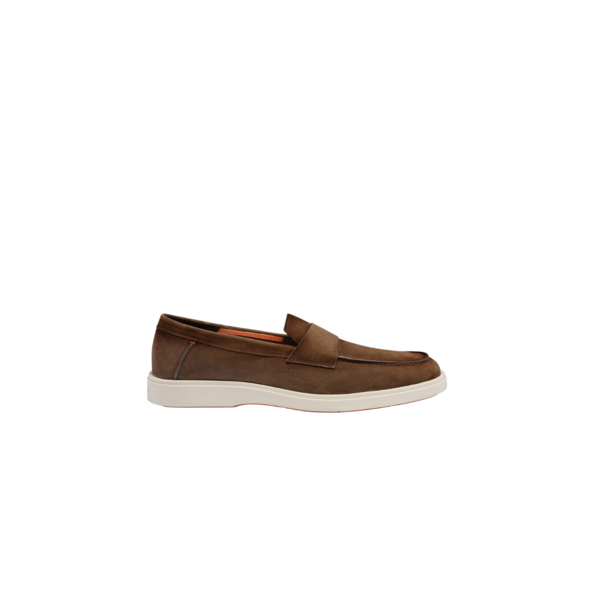 Mocassin  SANTONI Penny daim marron semelle gomme