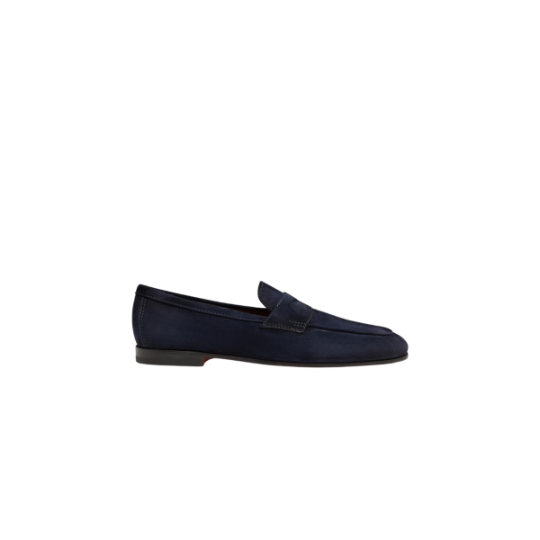 Mocassin SANTONI Carlo cuir daim bleu marine