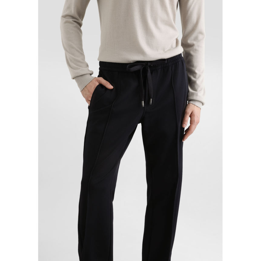 pantalon de jogging DOLCE & GABBANA en jersey bleu marine taille élastique cordon logo plaque métal
