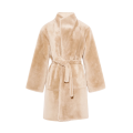 Manteau peau lainée agneau shearling réversible cuir beige ceinture