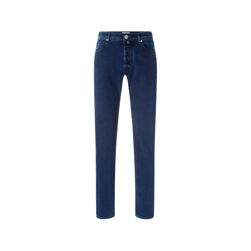 Jeans 5 poches JACOB COHEN Bard regular slim denim bleu brut délavé plaque voiture F1