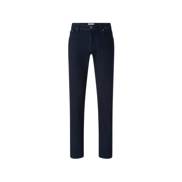 Jeans 5 poches JACOB COHEN Bard regular slim denim super extensible bleu foncé délavé